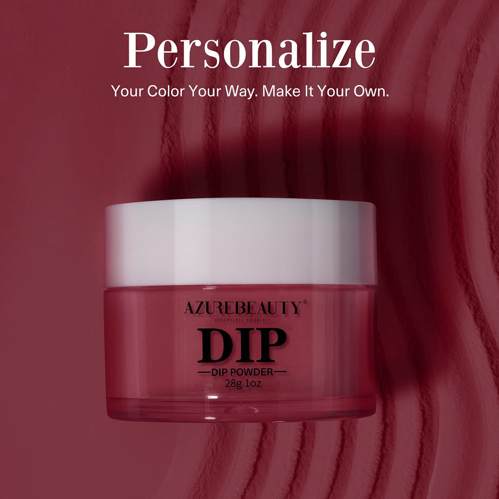 AzureBeauty dip powder packaging highlights no curing required.