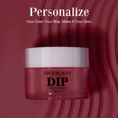 AzureBeauty dip powder packaging highlights no curing required.