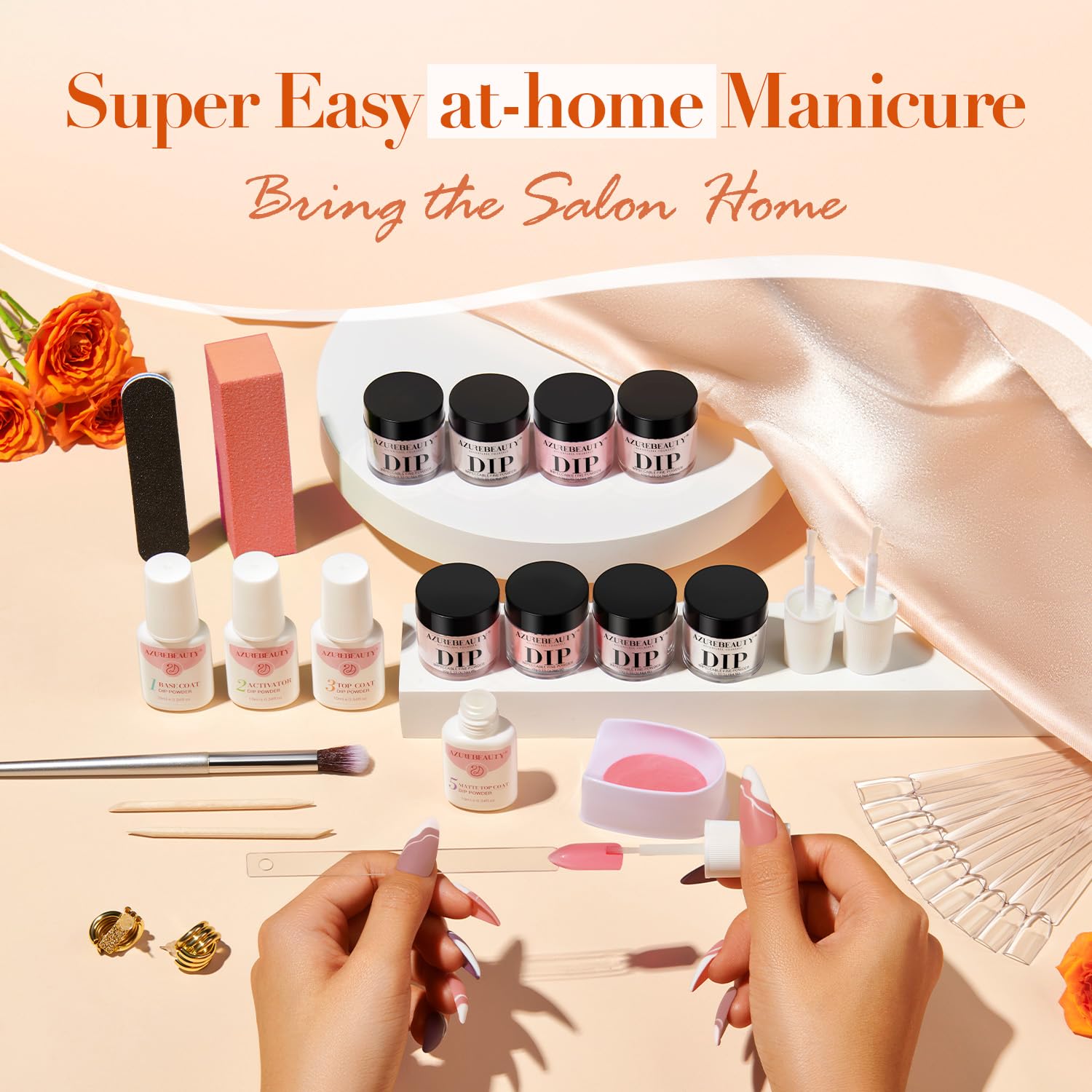 AzureBeauty dip powder recycling tray for waste-free use.