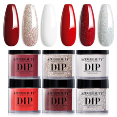 AZUREBEAUTY red burgundy dip powder for bold nails with deep shine.