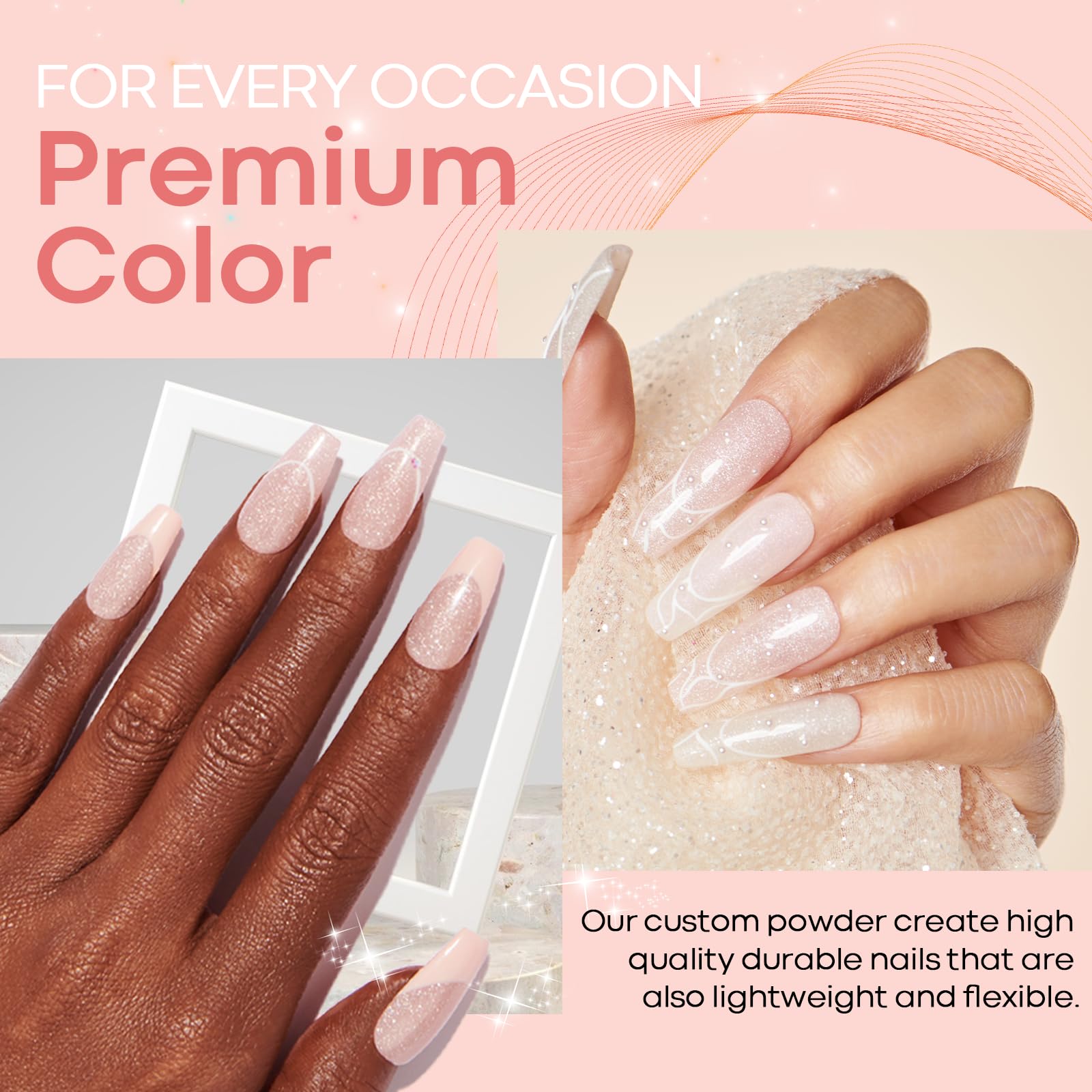 AZUREBEAUTY rose glitter nails for long-lasting sparkle at home