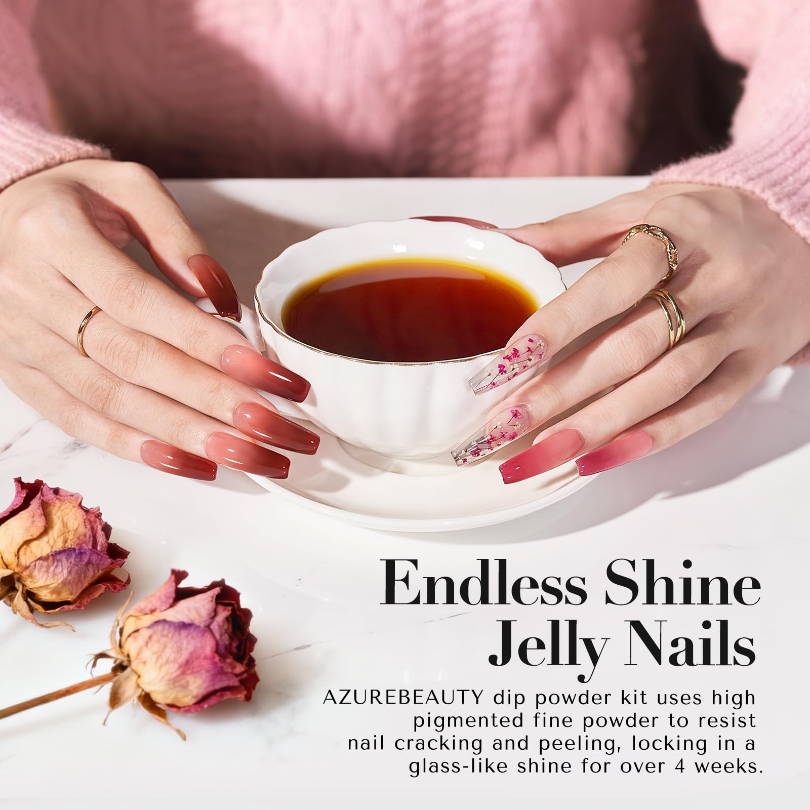 AZUREBEAUTY Dip Powder Set warm brown jelly shade for cozy nail looks
