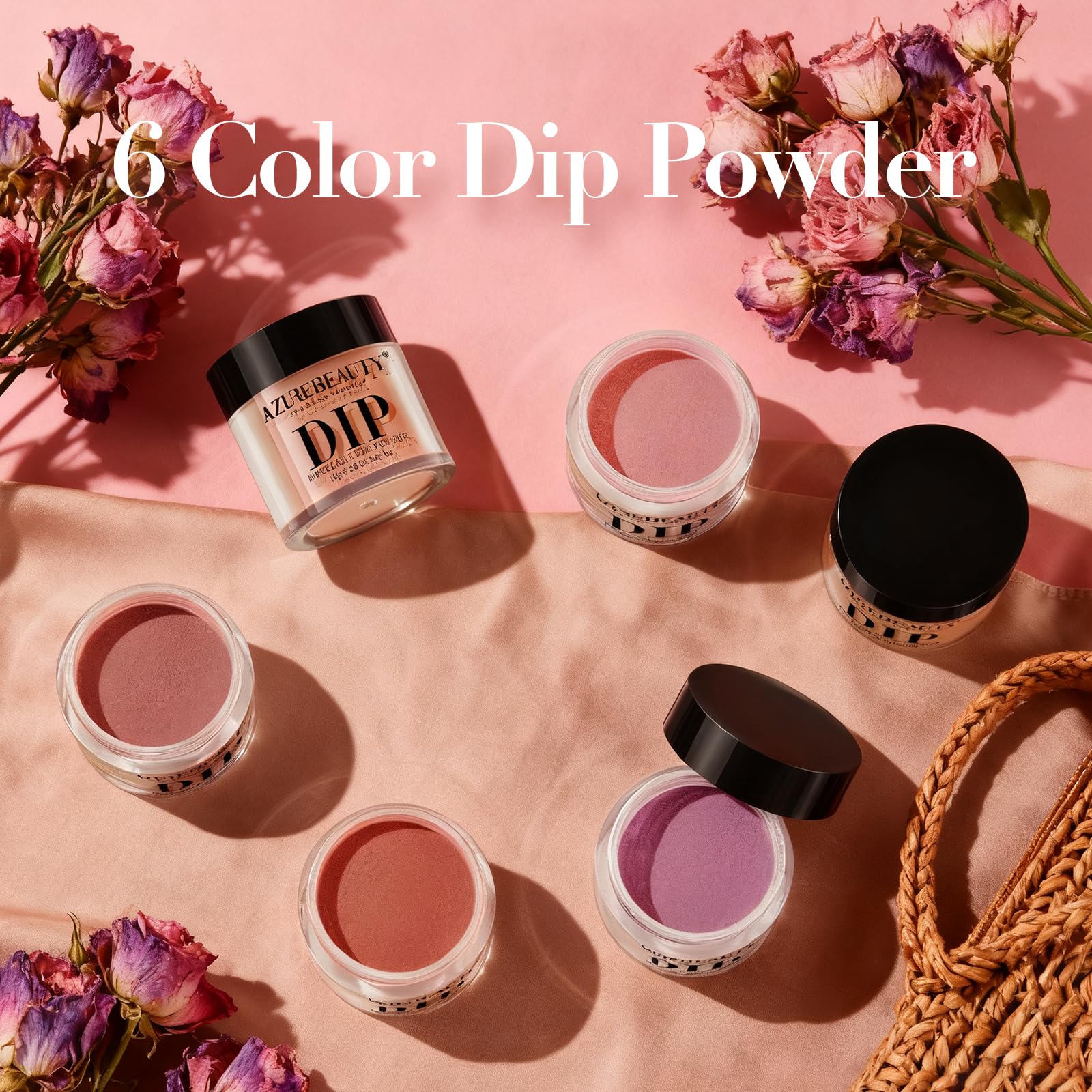 AZUREBEAUTY Dip Powder Set application scene highlights natural air-dry convenience