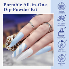 AzureBeauty blue glitter dip powder adds sparkle with durable wear.
