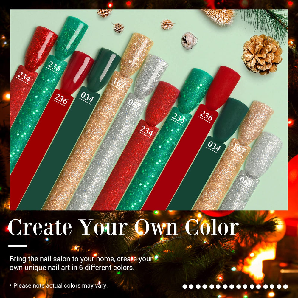 AzureBeauty dip powder color swatches close-up showing rich pigments for glossy holiday nails.