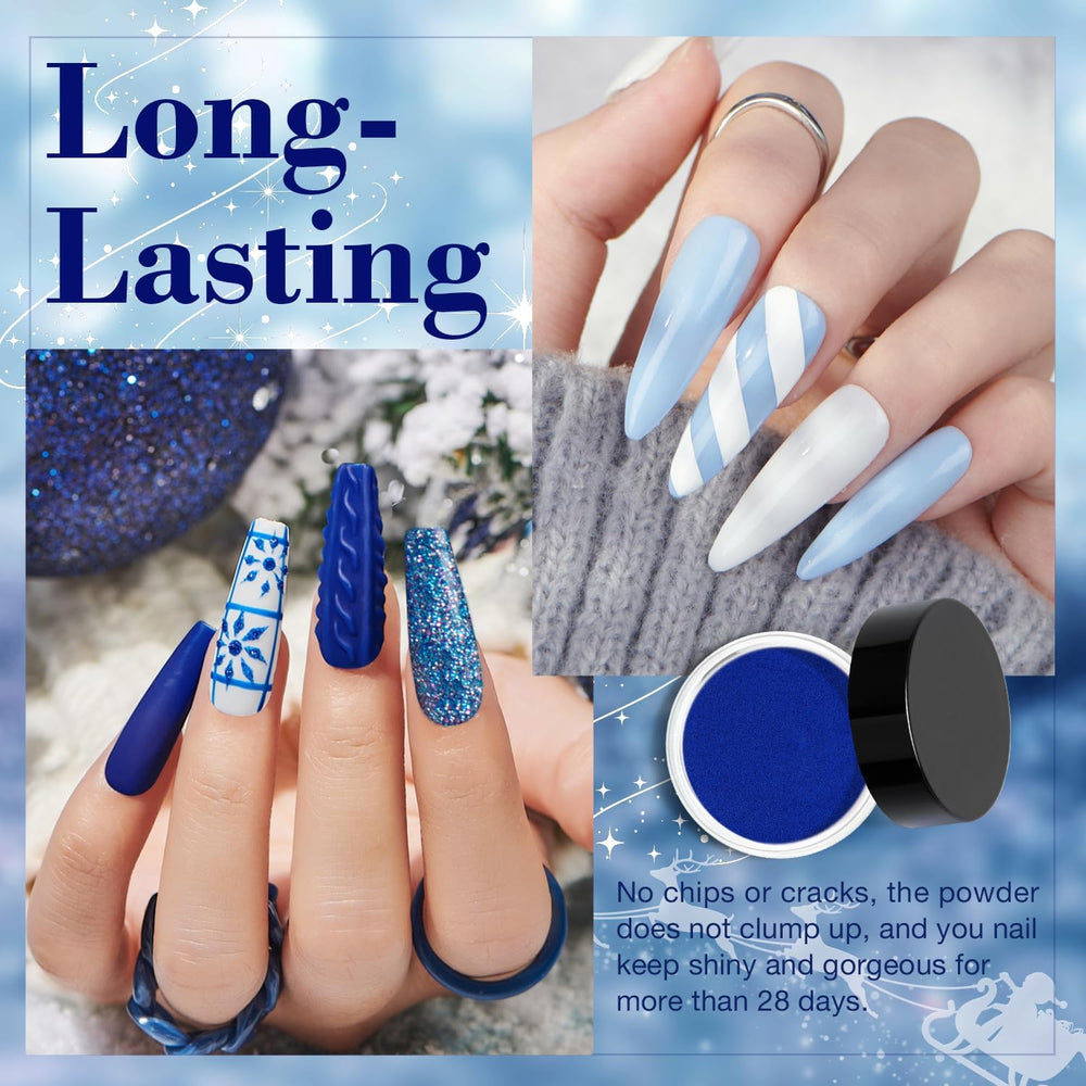AzureBeauty swatches display the sky blue glitter shade on nails.