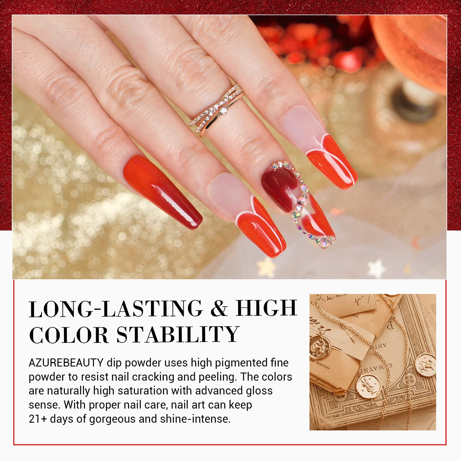 AZUREBEAUTY white dip powder for clean, crisp nail art.