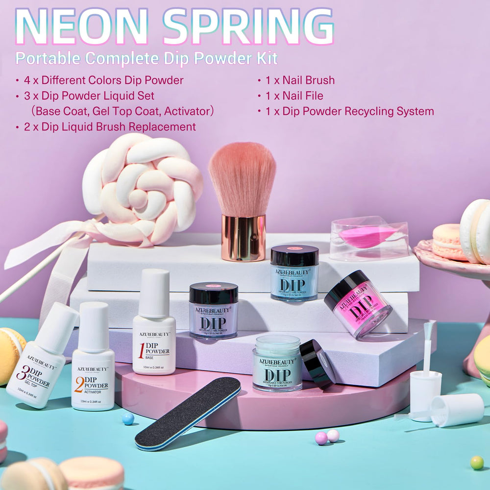 AZUREBEAUTY dipping tray system for easy powder reuse and less mess.