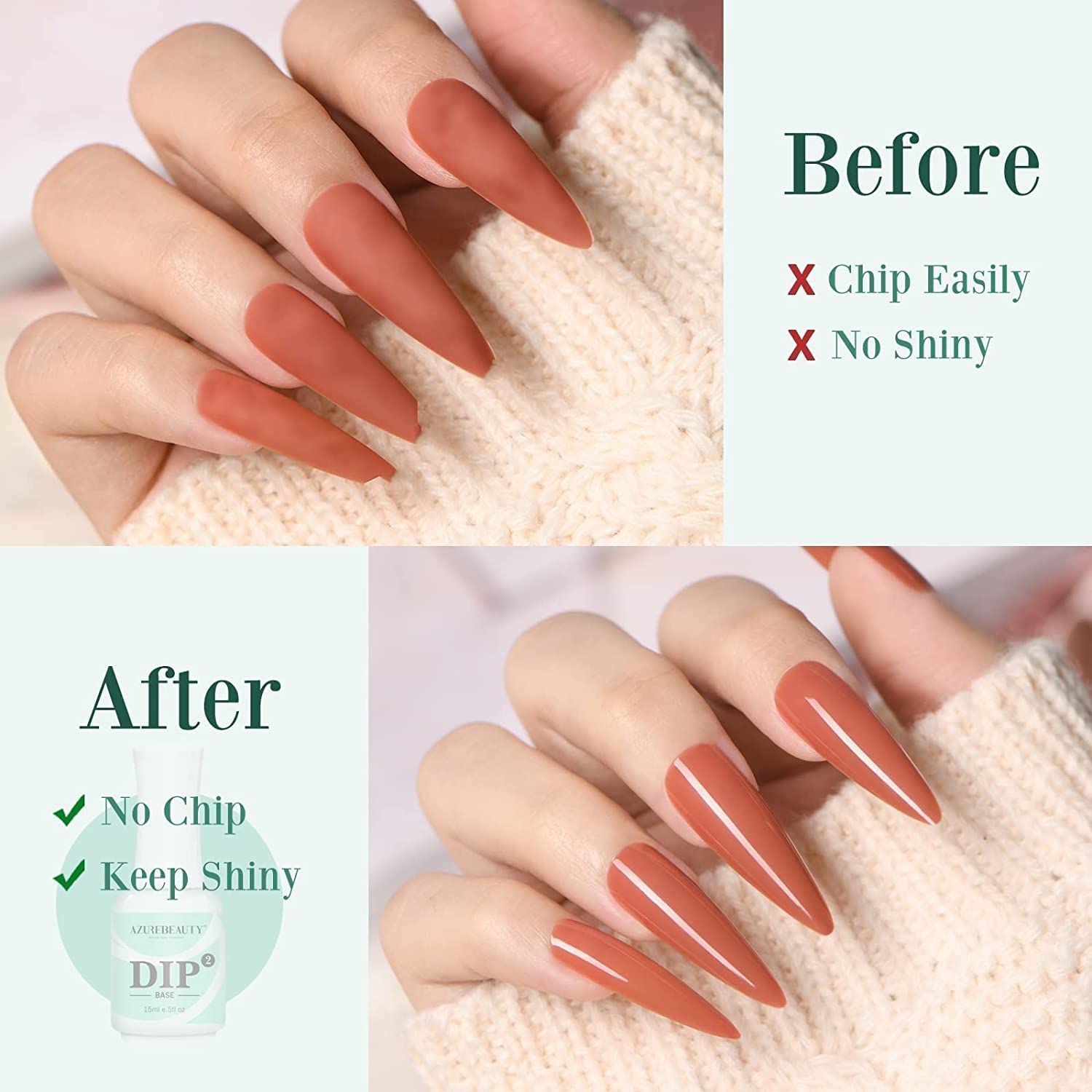 AZUREBEAUTY finished manicure on nails shows a salon-ready result