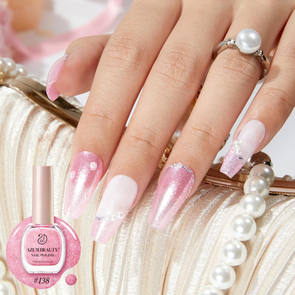 AZUREBEAUTY Glitter Pink Nail Polish dries in about 60 seconds.