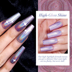 AzureBeauty nails glow with rainbow reflections and high shine under light.