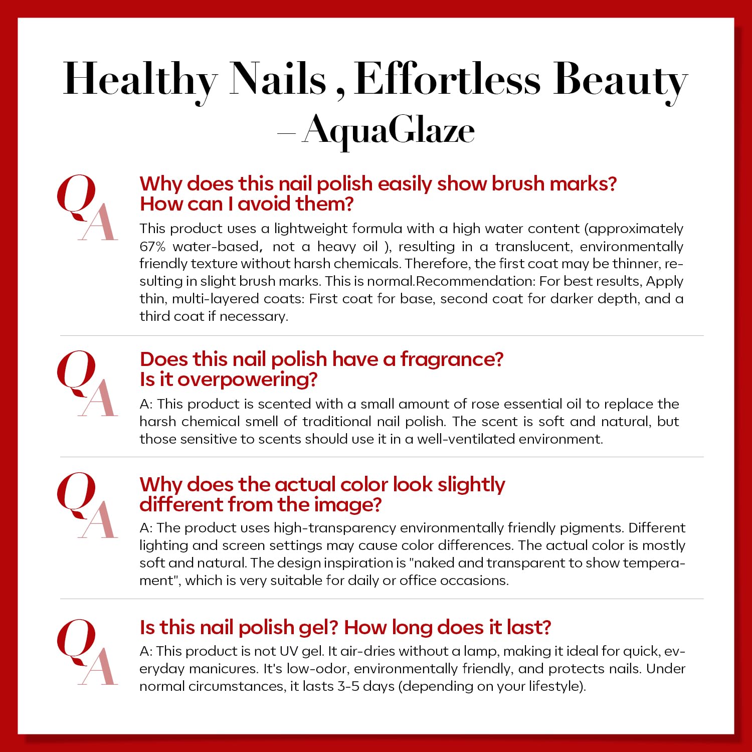 AzureBeauty Hydrating nail polish with 67% water content for smoother application.