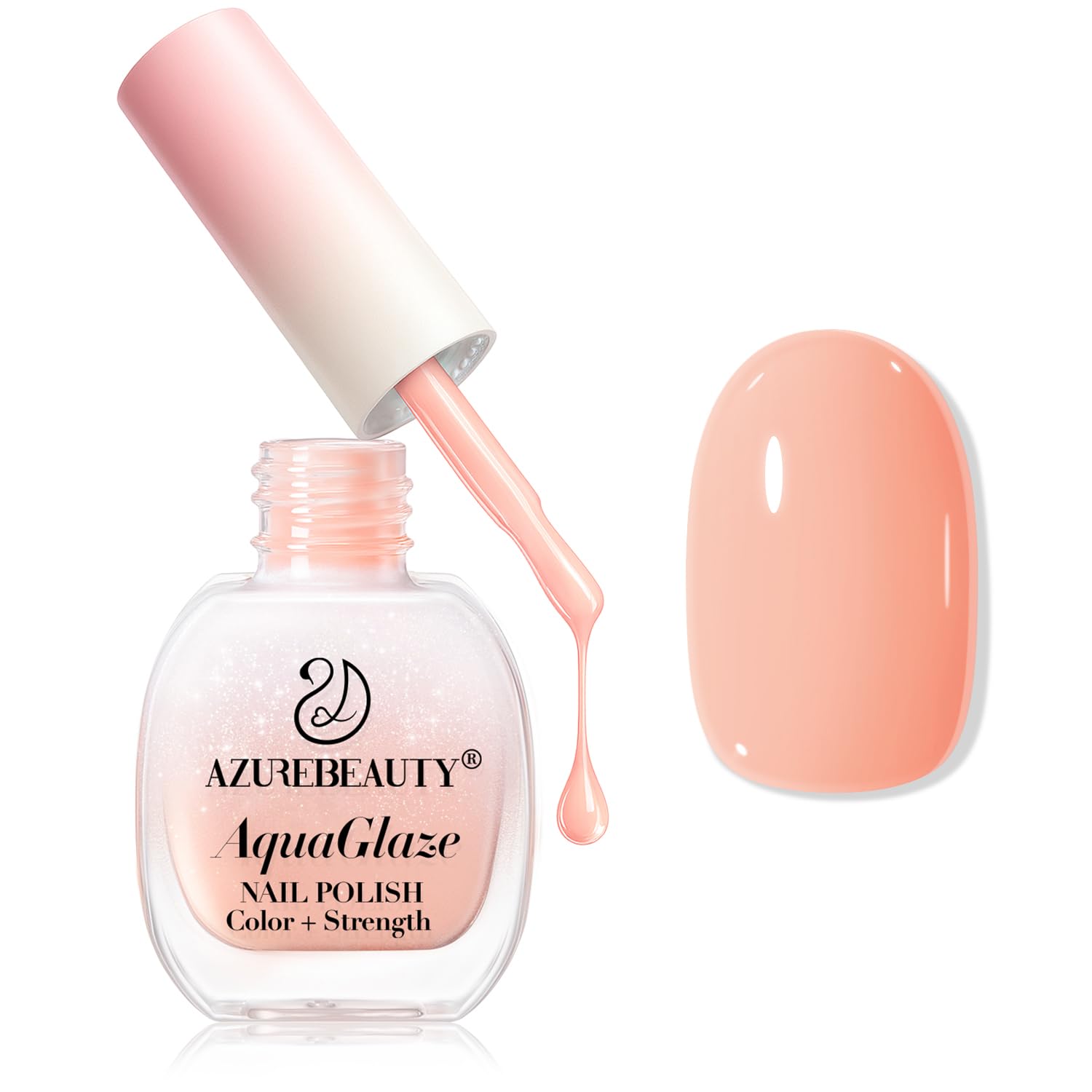 AzureBeauty Light Coral Orange Nail Polish bottle shows vibrant shade with quick-dry gloss