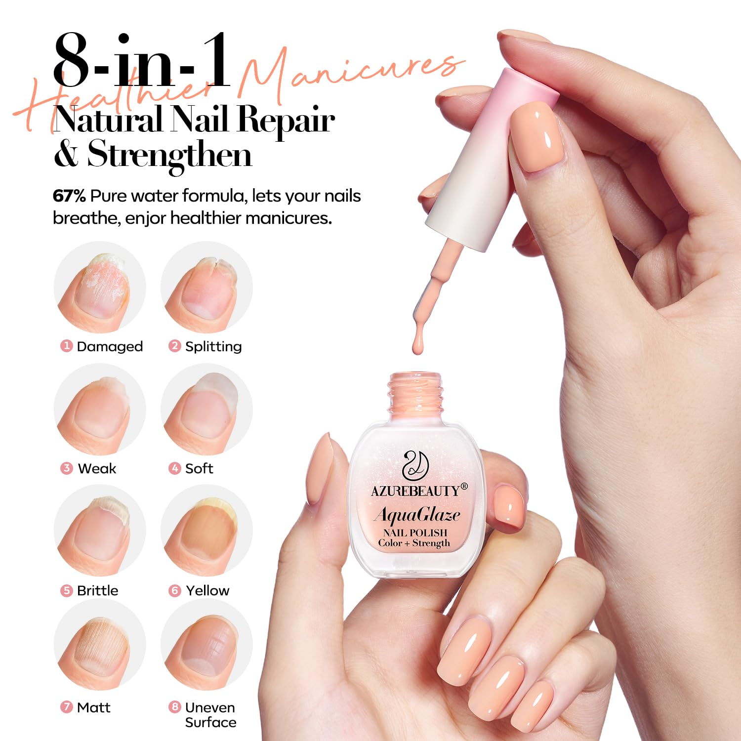 AzureBeauty glossy finish demonstrates high shine after quick-dry formula