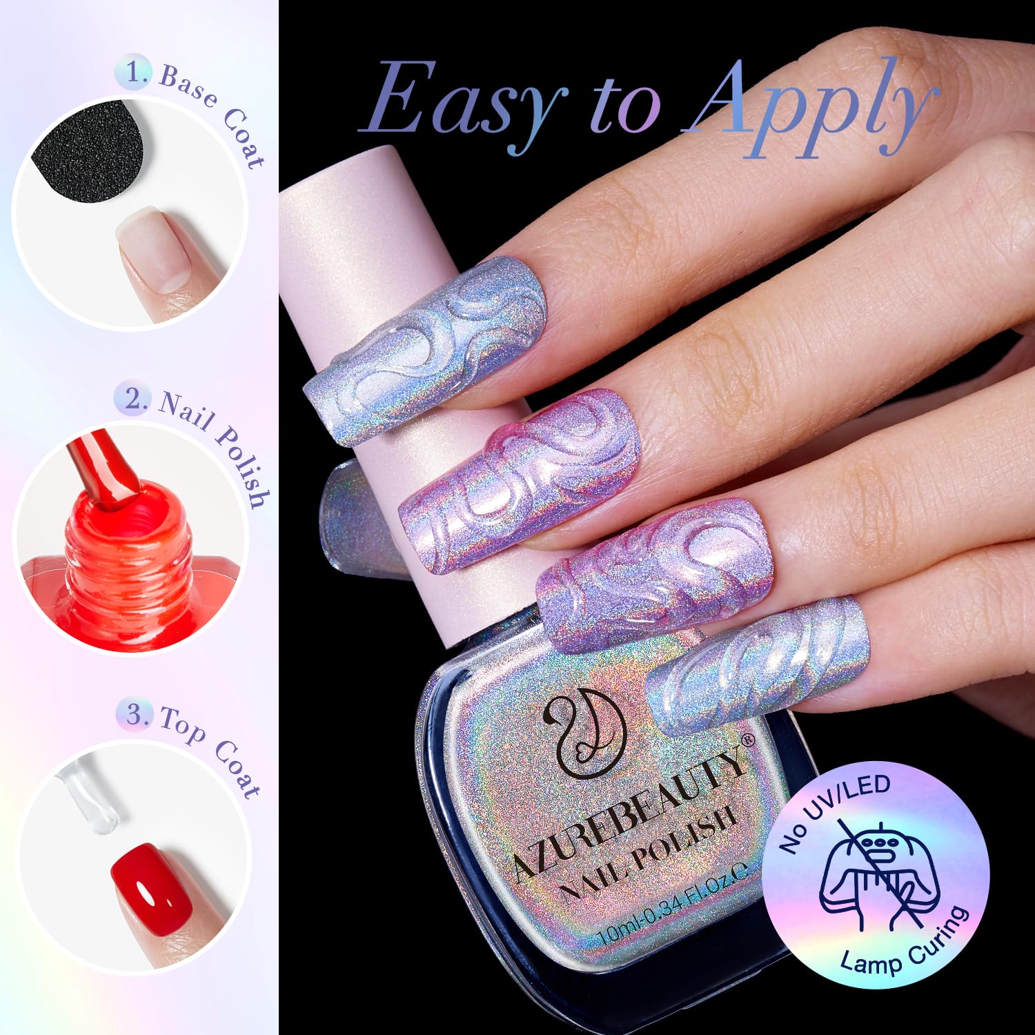 AzureBeauty long-lasting glitter polish resists chipping for days of wear.