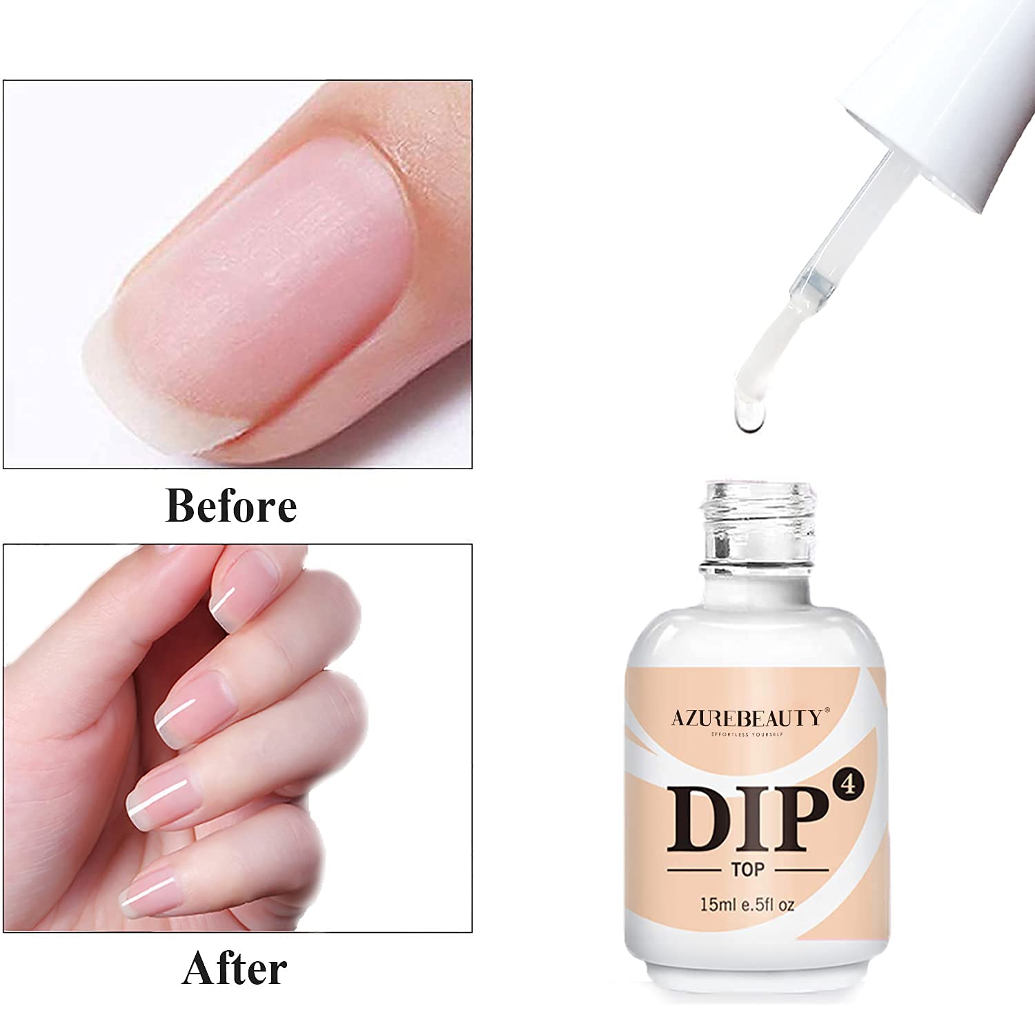 AzureBeauty low odor top coat bottle for comfortable home manicures.