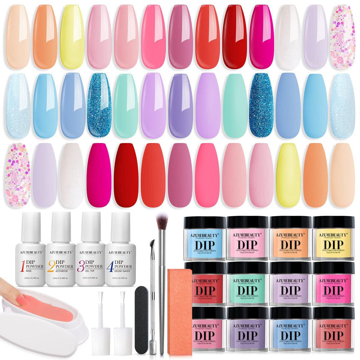 AZUREBEAUTY Macaron Spring dip powder colors for vibrant, long-lasting nails.