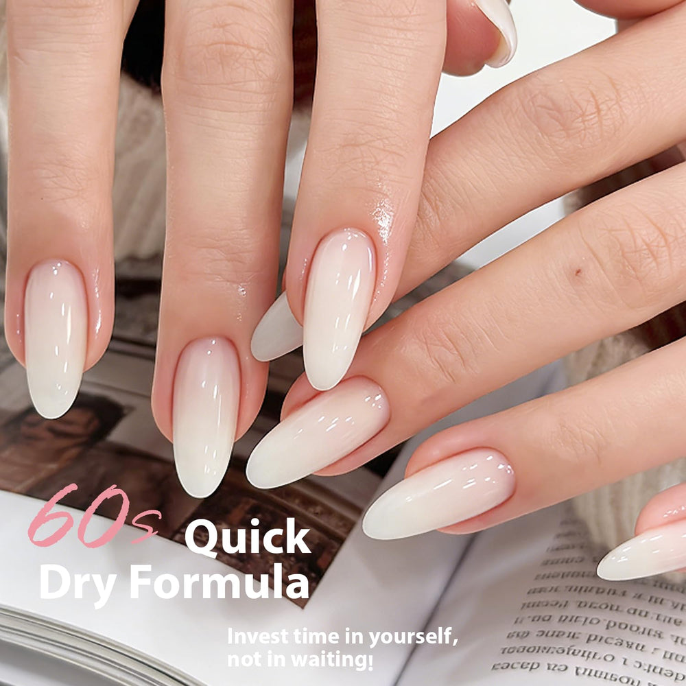 AzureBeauty Milky White at-home manicure setup for DIY results