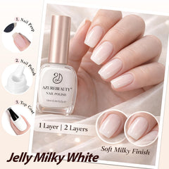 AzureBeauty Milky White brush applying smooth color on nails