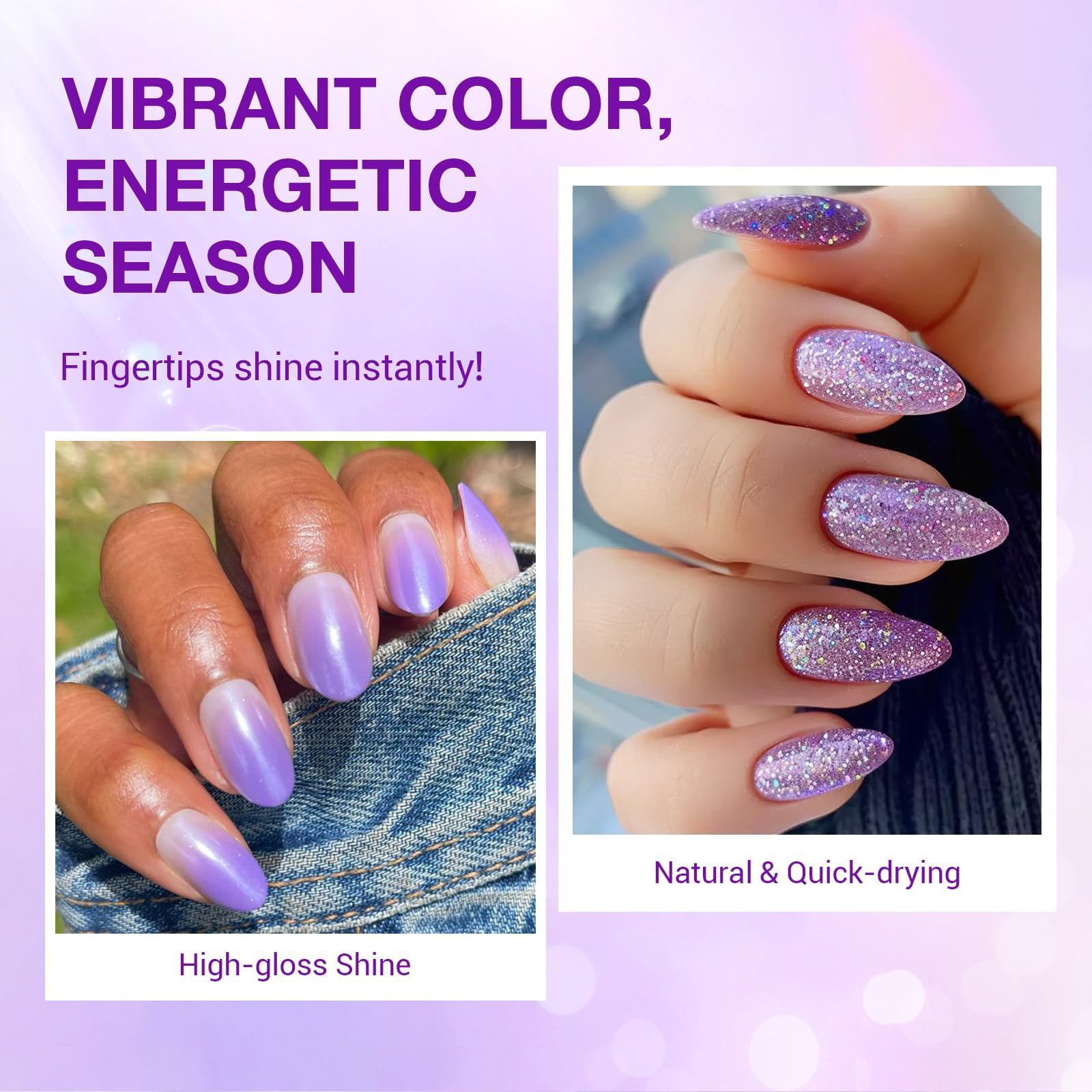 AZUREBEAUTY aurora violet bottle reveals shimmering shade for chic nails.