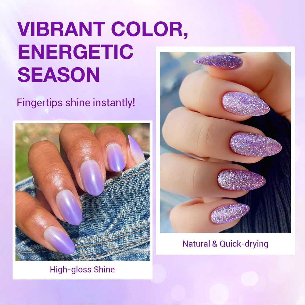 AZUREBEAUTY aurora violet bottle reveals shimmering shade for chic nails.