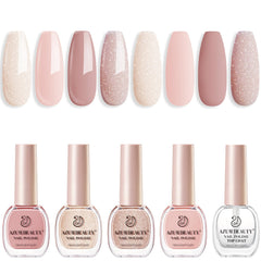 AzureBeauty nail polish set with four nude pearl colors for at‑home manicures