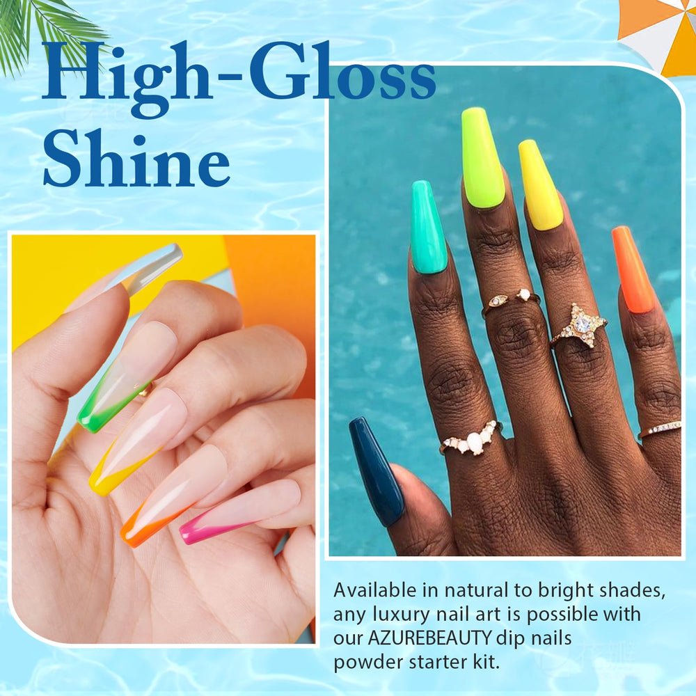AzureBeauty neon glitter powders close-up for bold nails