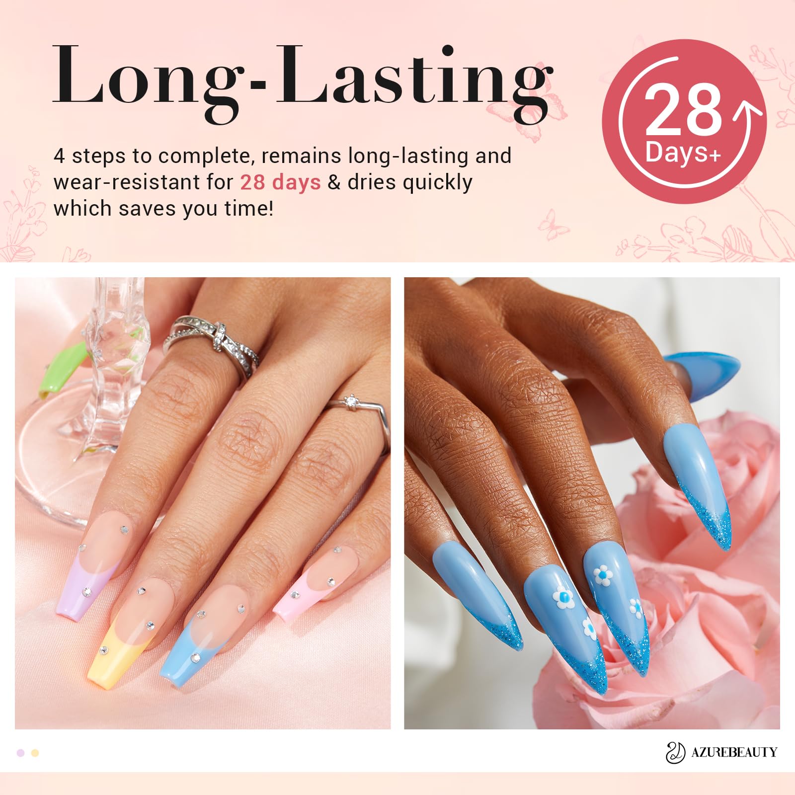 AzureBeauty no-lamp dry system enables quick at-home nail art.