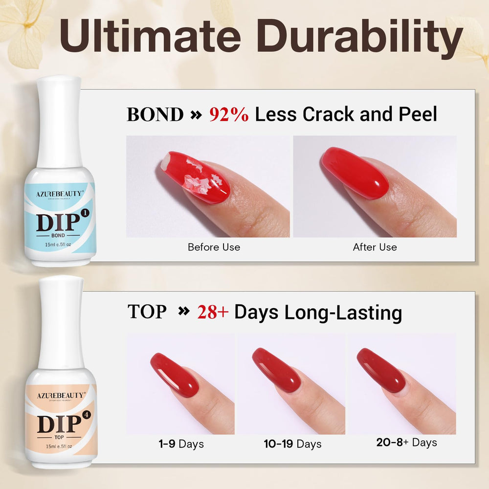 AZUREBEAUTY no-lamp-needed dip system demonstrated for easy application.