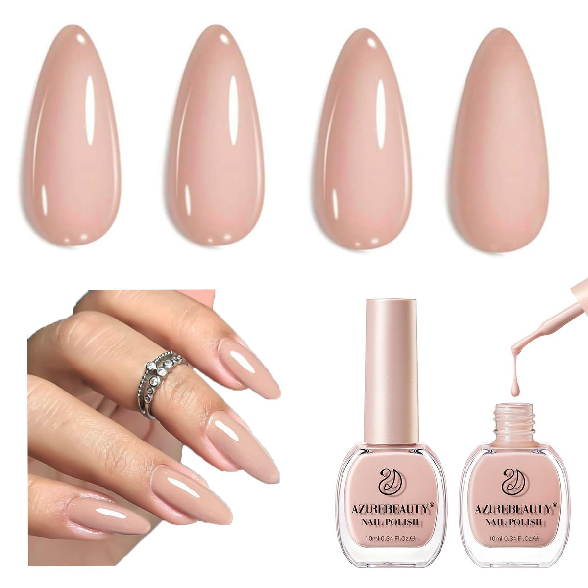 AZUREBEAUTY Nude Nail Polish Set bottles for natural nails and easy manicure