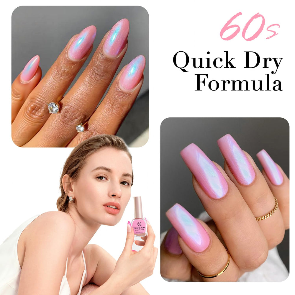 AZUREBEAUTY Pearl Pink brush applying polish for a smooth coat