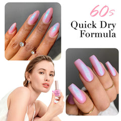 AZUREBEAUTY Pearl Pink brush applying polish for a smooth coat