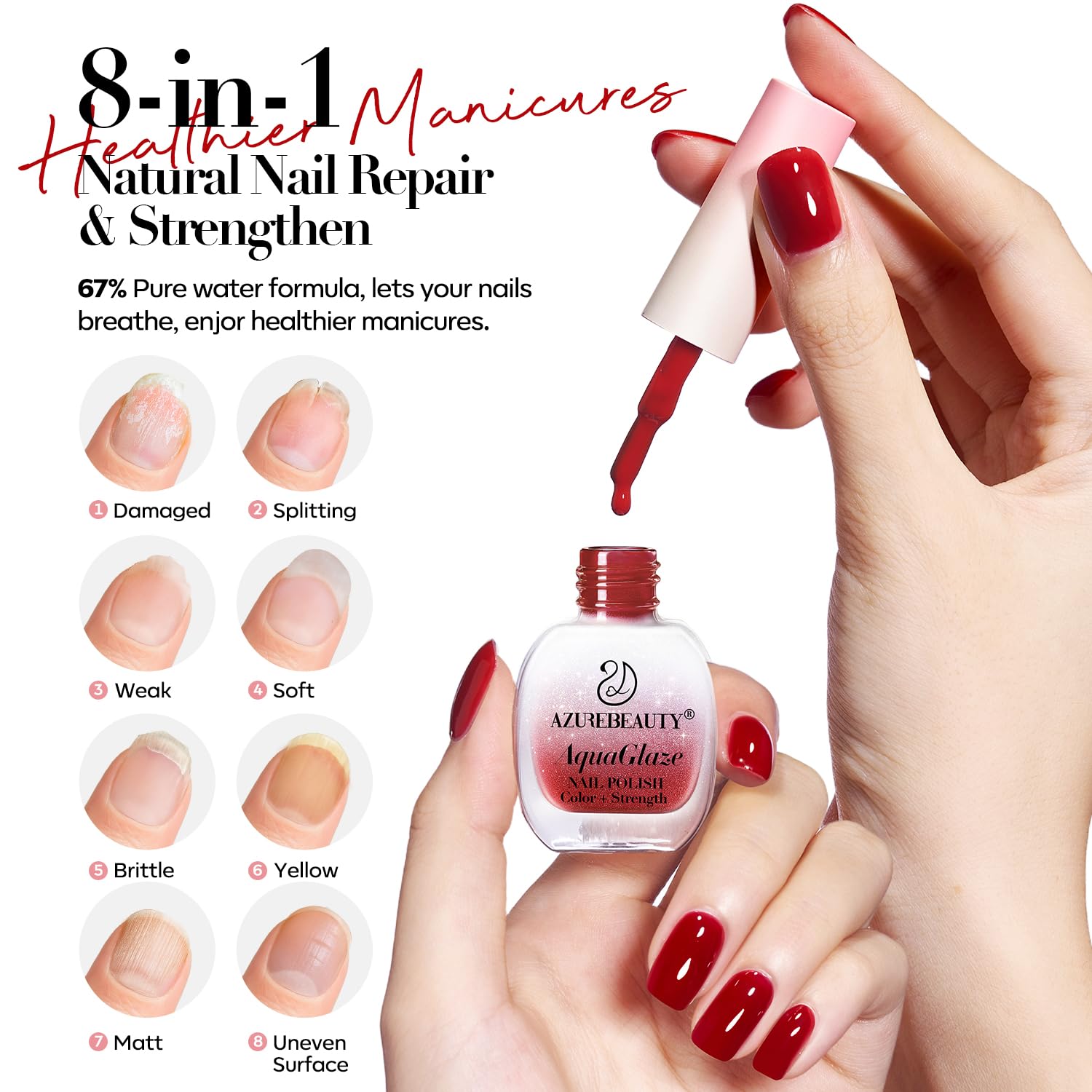 AzureBeauty Rose-scented gloss bottle showing pleasant fragrance during nail care.