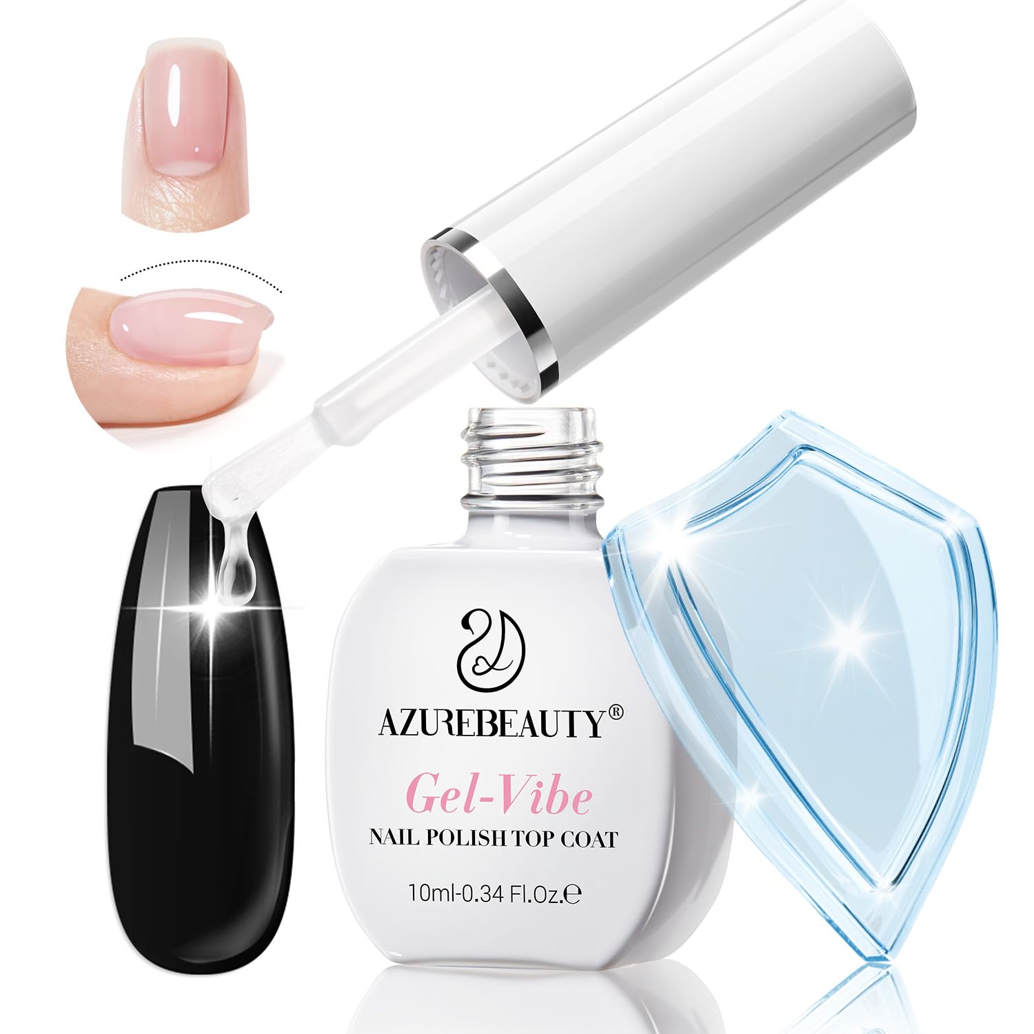 AZUREBEAUTY Top Coat Clear bottle for a natural, high-gloss shine.