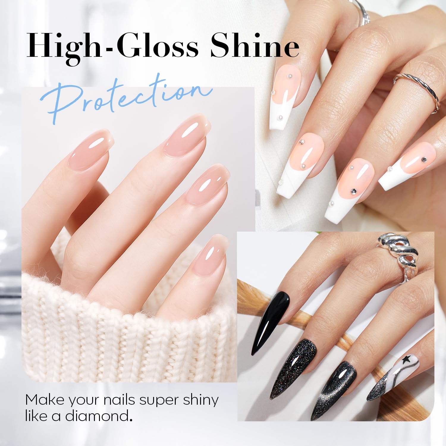 AZUREBEAUTY Top Coat Glossy Finish enhances manicure with lasting shine.