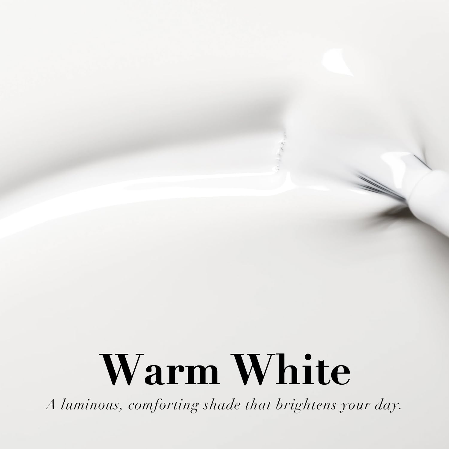 Close-up of AzureBeauty Warm White Nail Polish bottle, professional design.