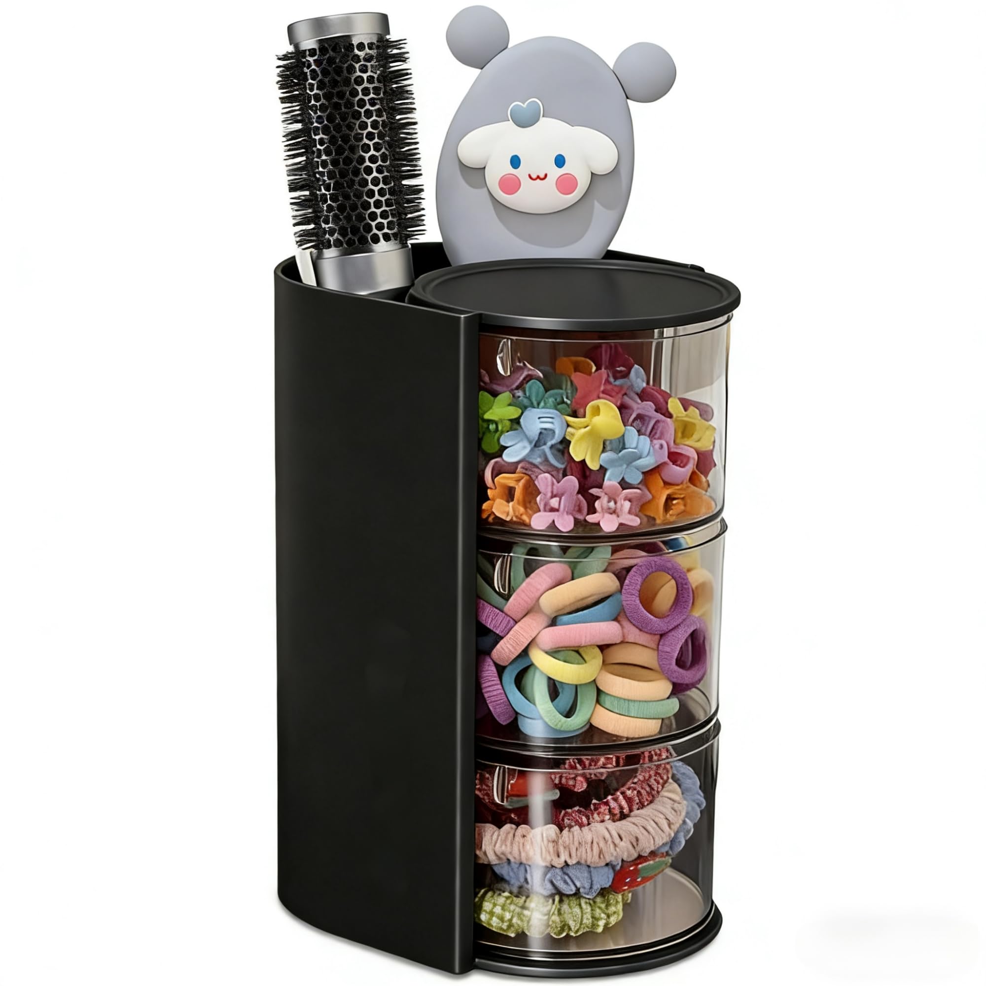Azurphoric hair accessories organizer with rotating design for quick item access.