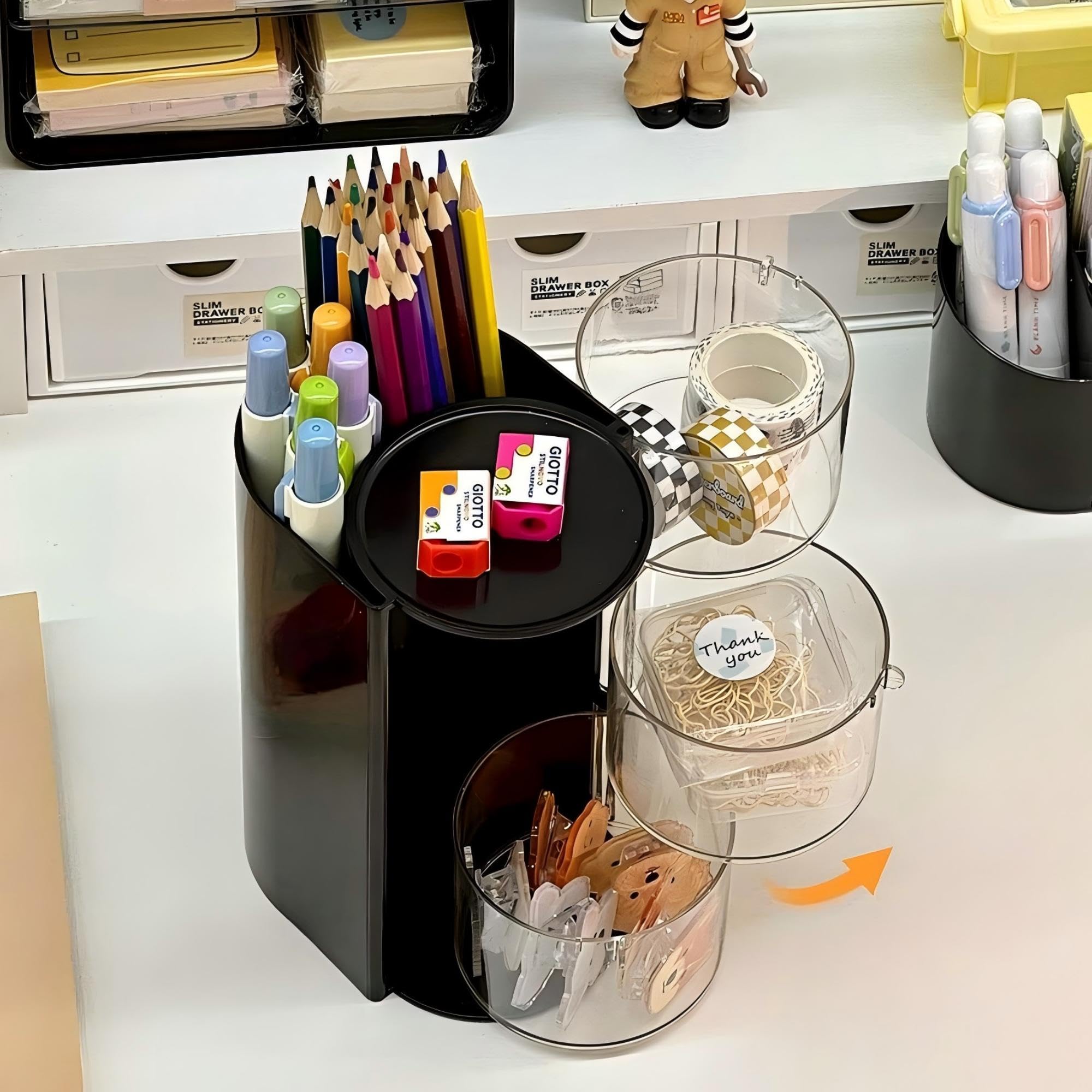 Azurphoric vertical space-saving design maximizes desktop tidiness.