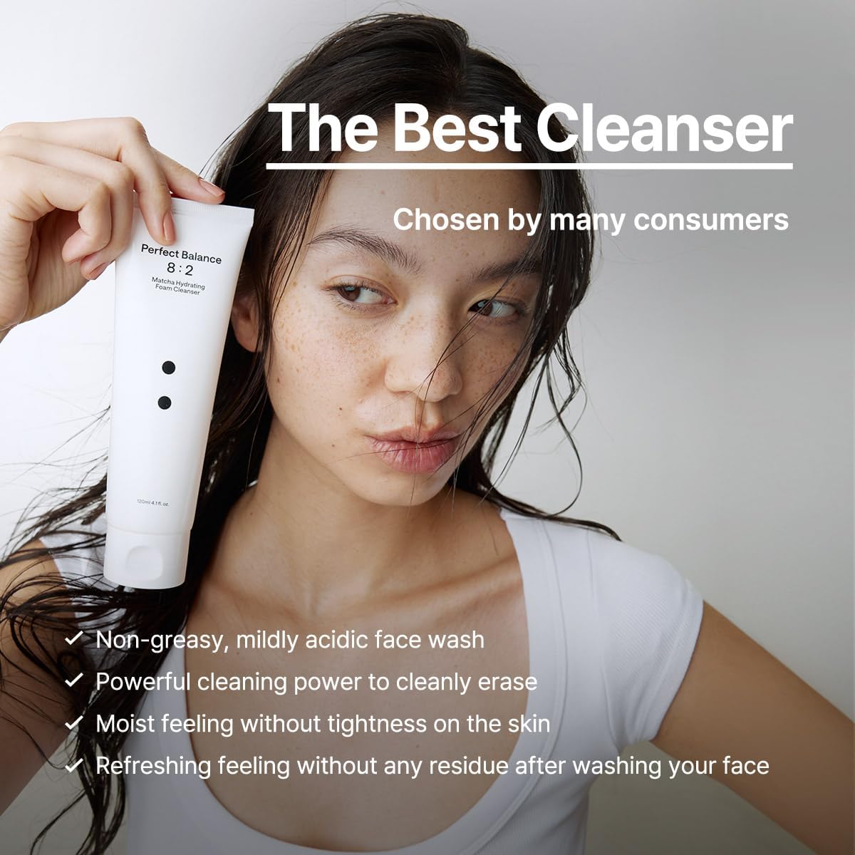 B_LAB Matcha Hydrating Foam—creamy foam forms on skin.