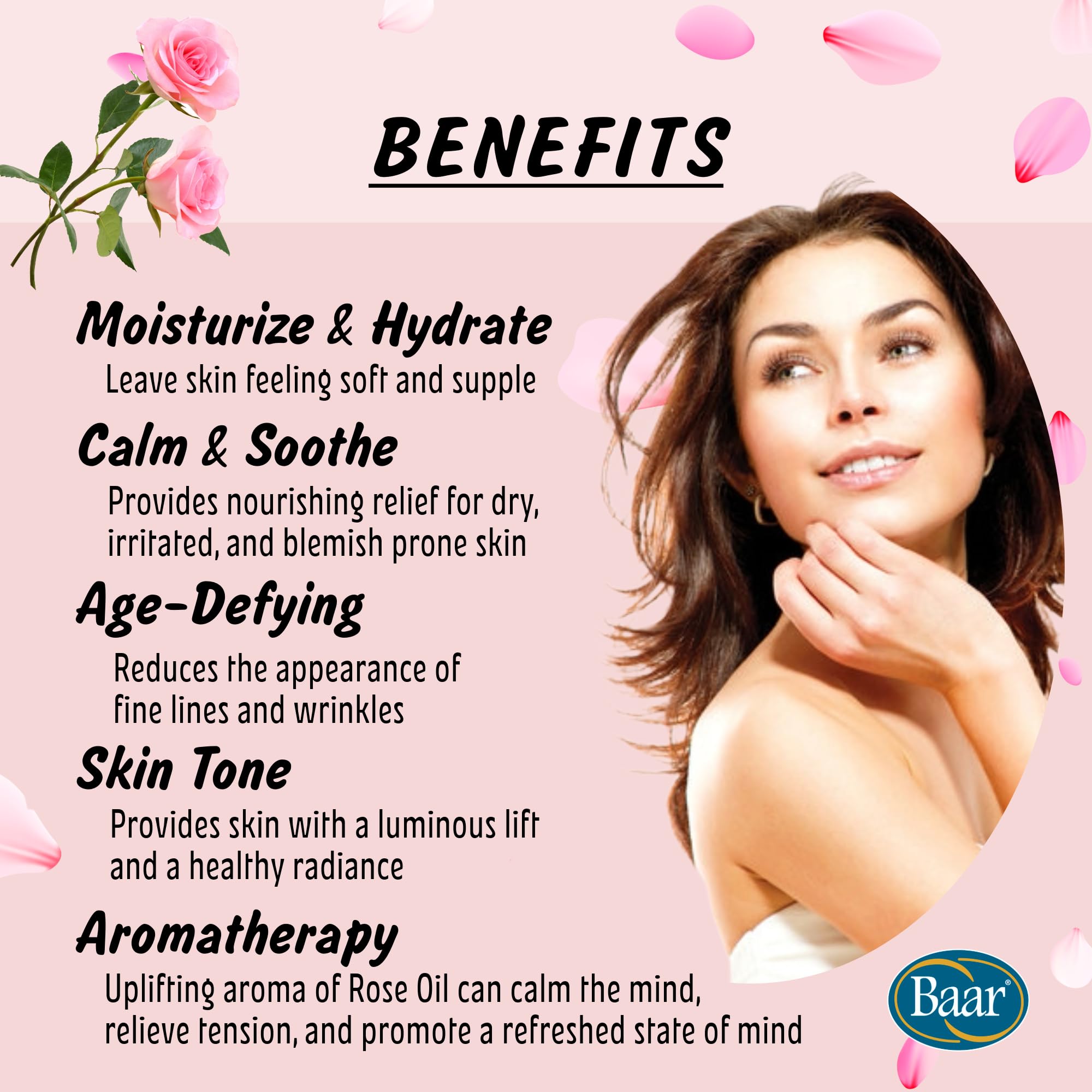 Baar Natura Magic Rose Water Lotion rose-infused formula close-up texture.