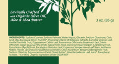 Baar Olivae Castile bar aloe and shea butter texture close-up.
