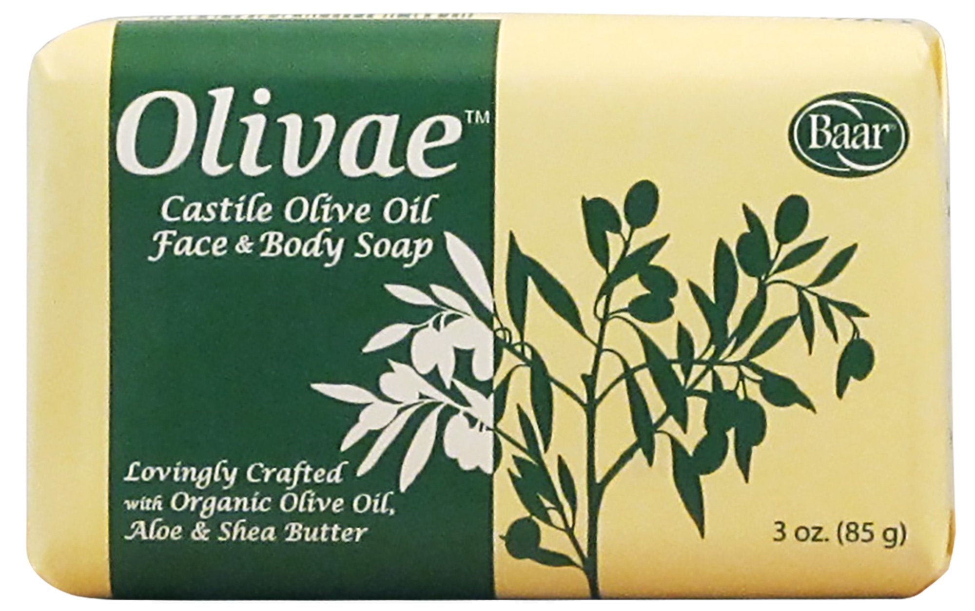 Baar Olivae Castile bar creamy lather close-up highlighting rich foam.