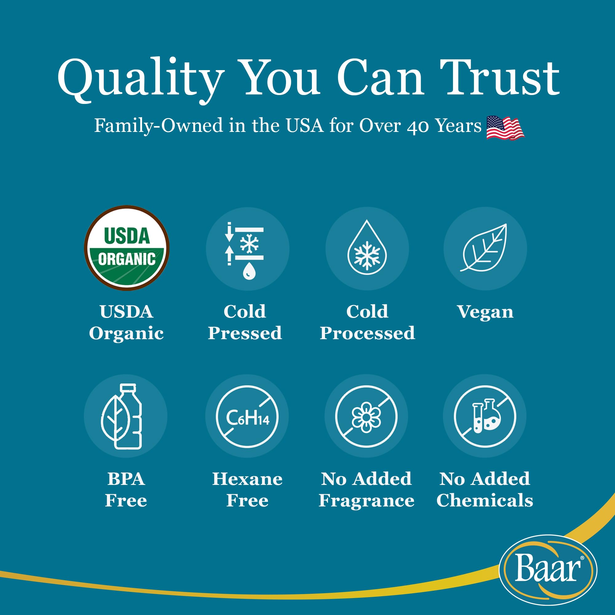 Baar Organic Castor Oil hexane-free formula for pure cosmetic use.