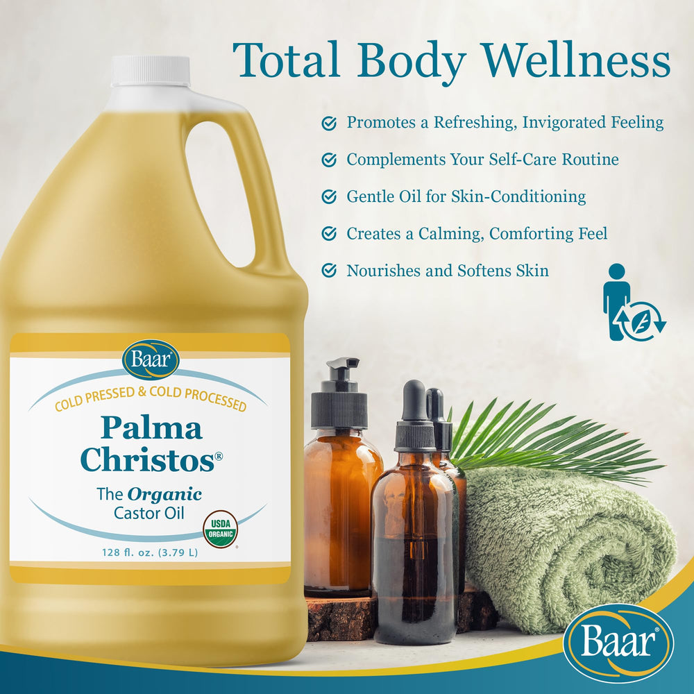 Baar Organic Castor Oil bottle hints at immune-lymphatic support potential.
