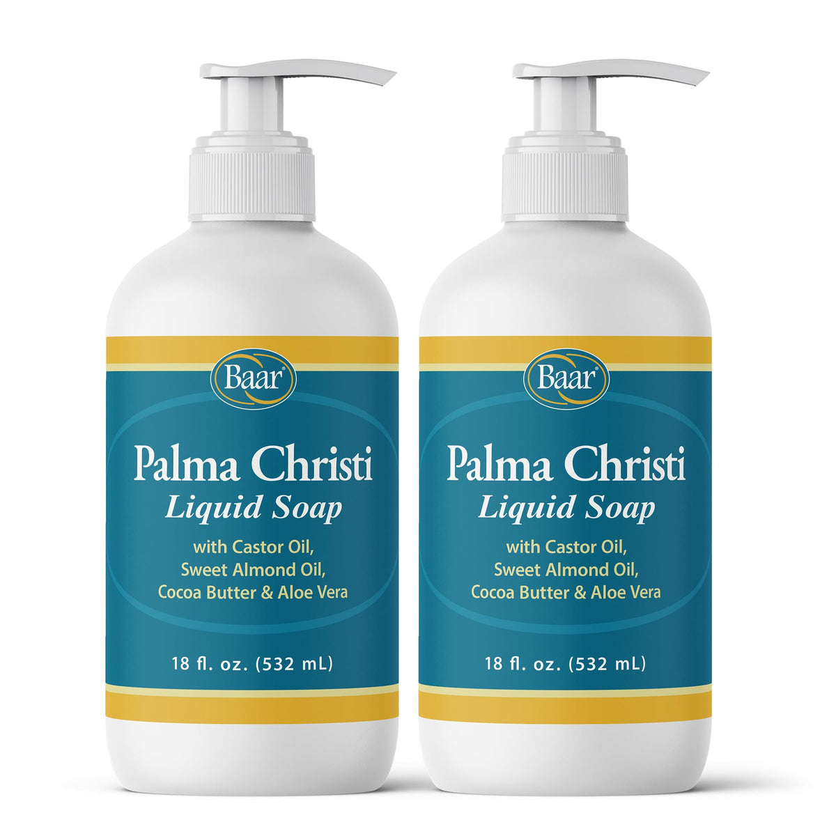 Baar Palma Christi liquid soap bottle highlights moisturizers for daily cleansing