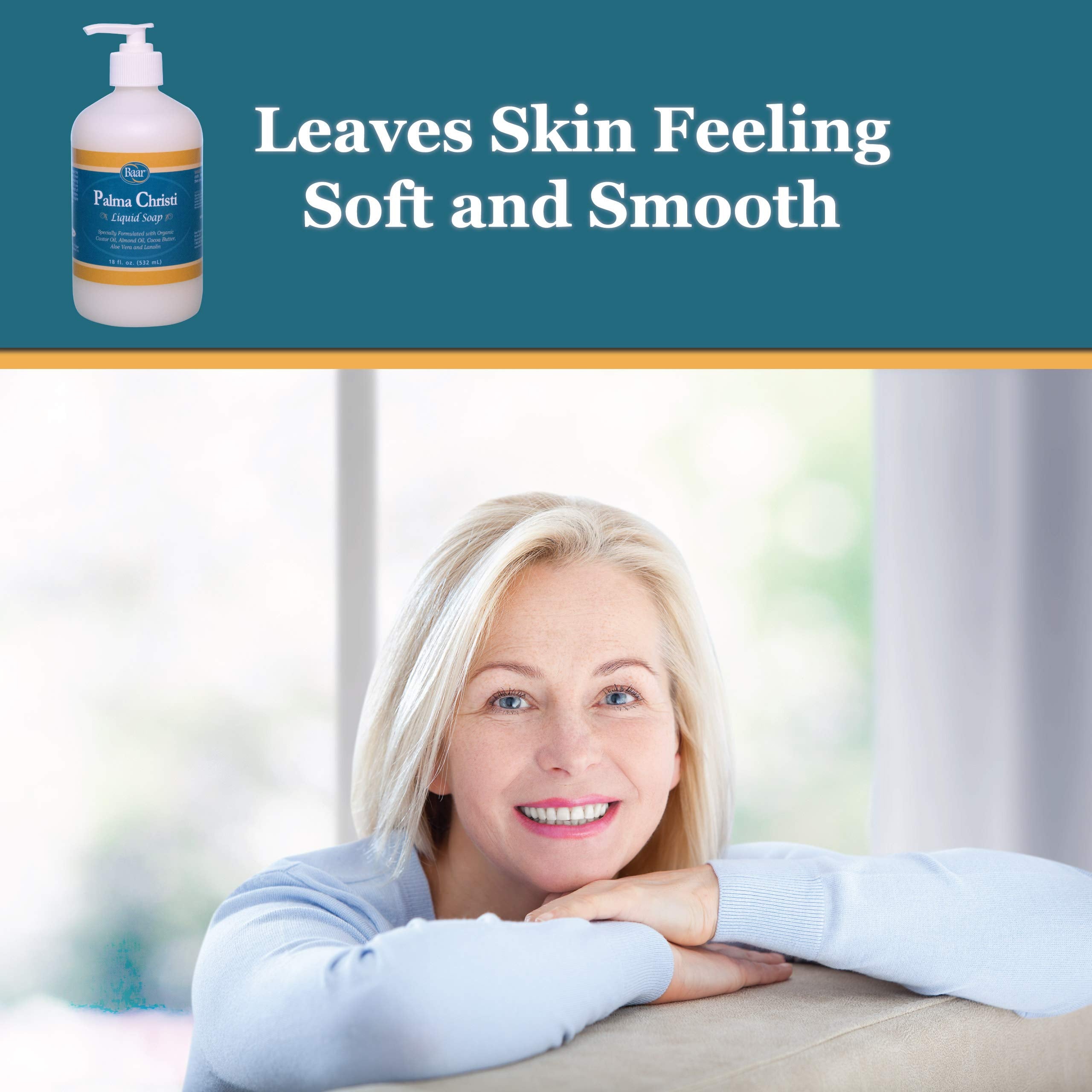 Lather close-up shows Baar Palma Christi gentle cleansing for sensitive skin.