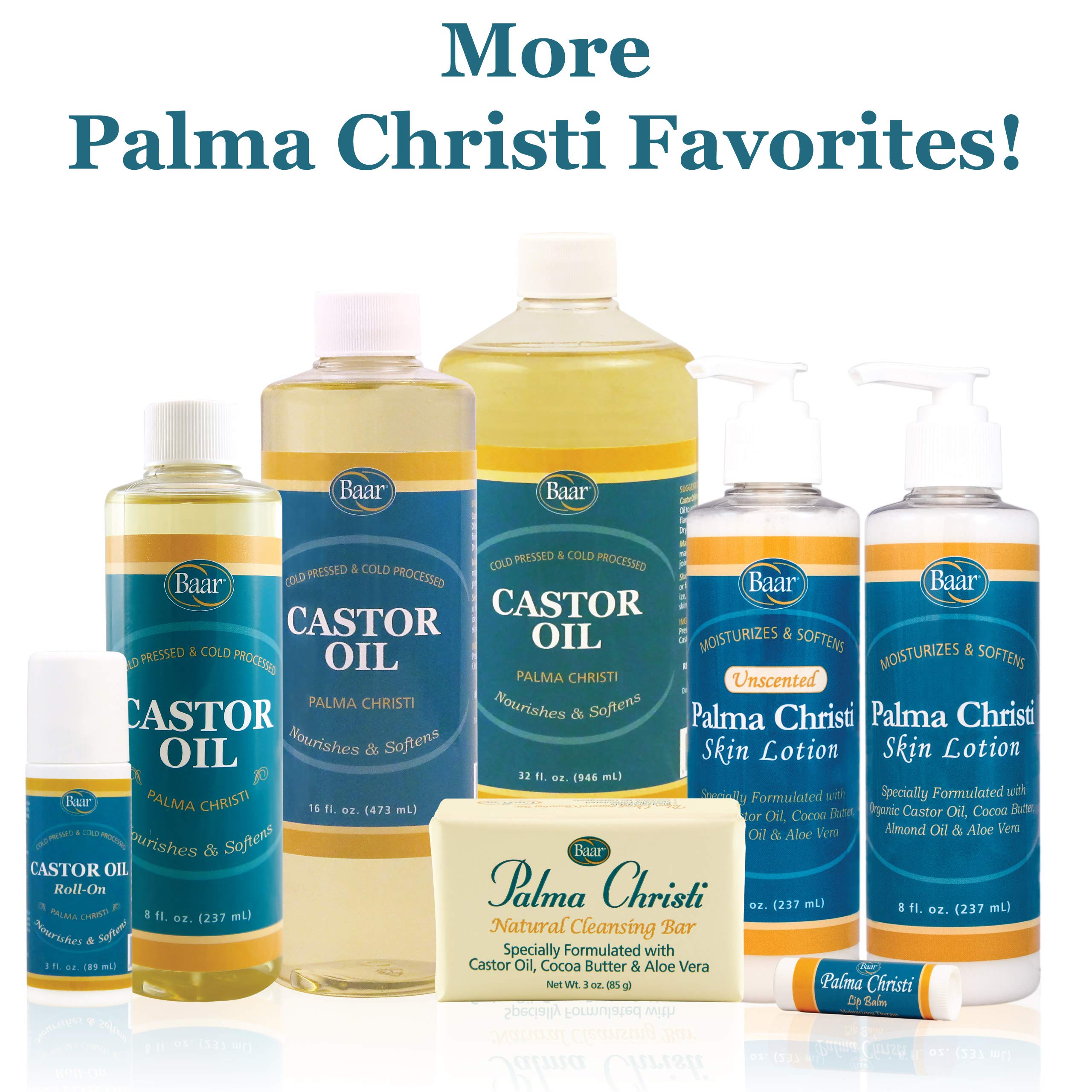 Baar Palma Christi pump-top bottle shows easy dispensing for bath or sink.