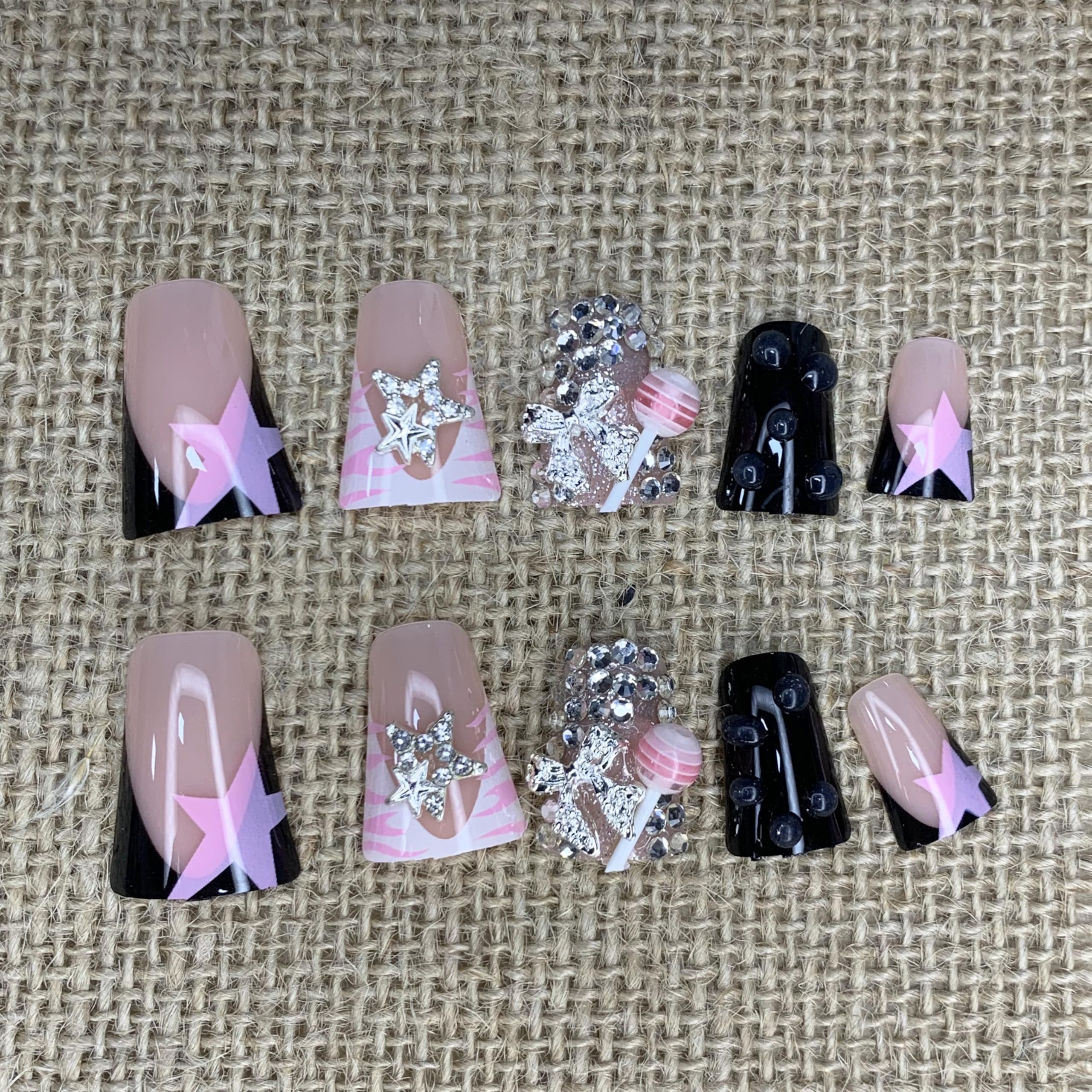 BABALAL Duck Nails 3D Zebra Tip highlights bold Y2K style.