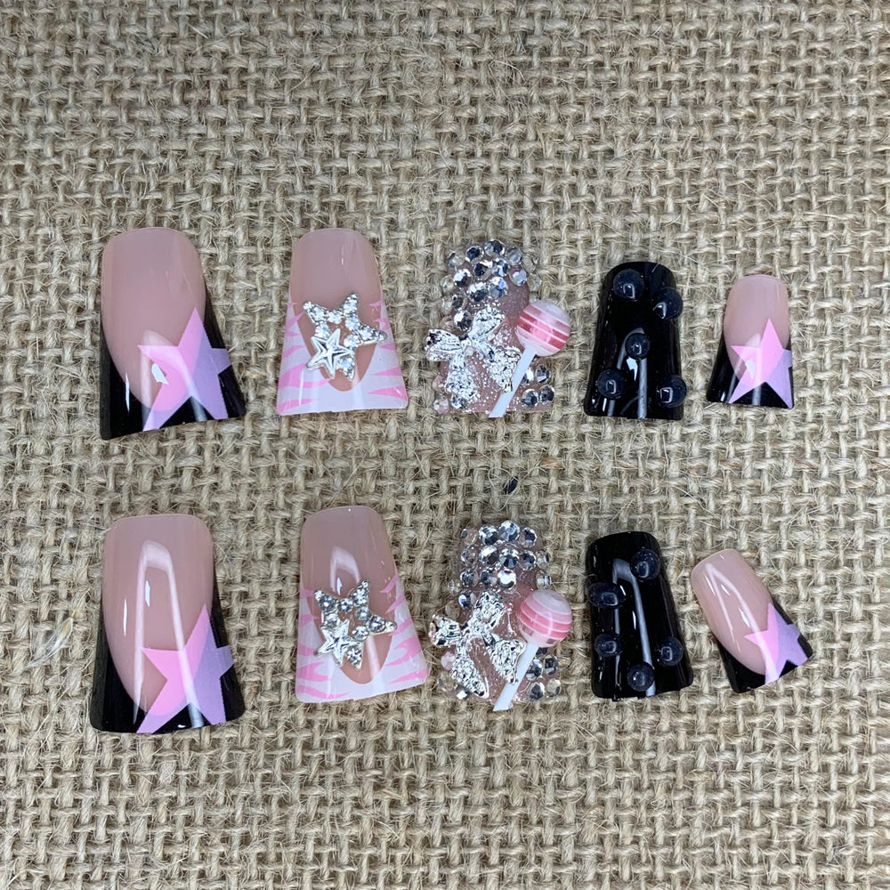 BABALAL Duck Nails 3D Zebra Tip highlights bold Y2K style.