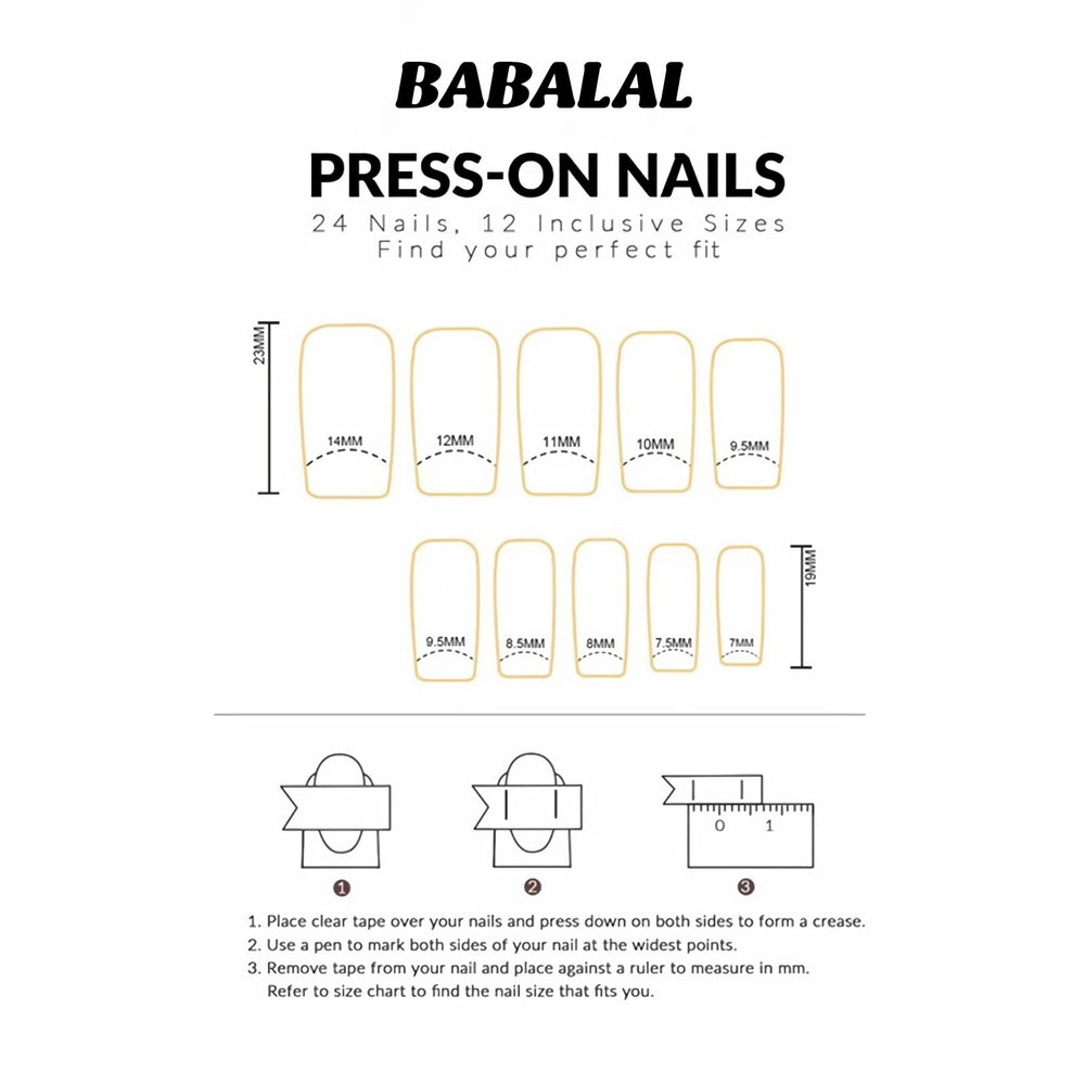BABALAL curved shape matches natural nails for easy application